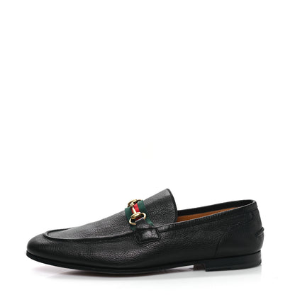 Gucci Calfskin Web Mens Horsebit Loafers 8.5 Black 1 of 9