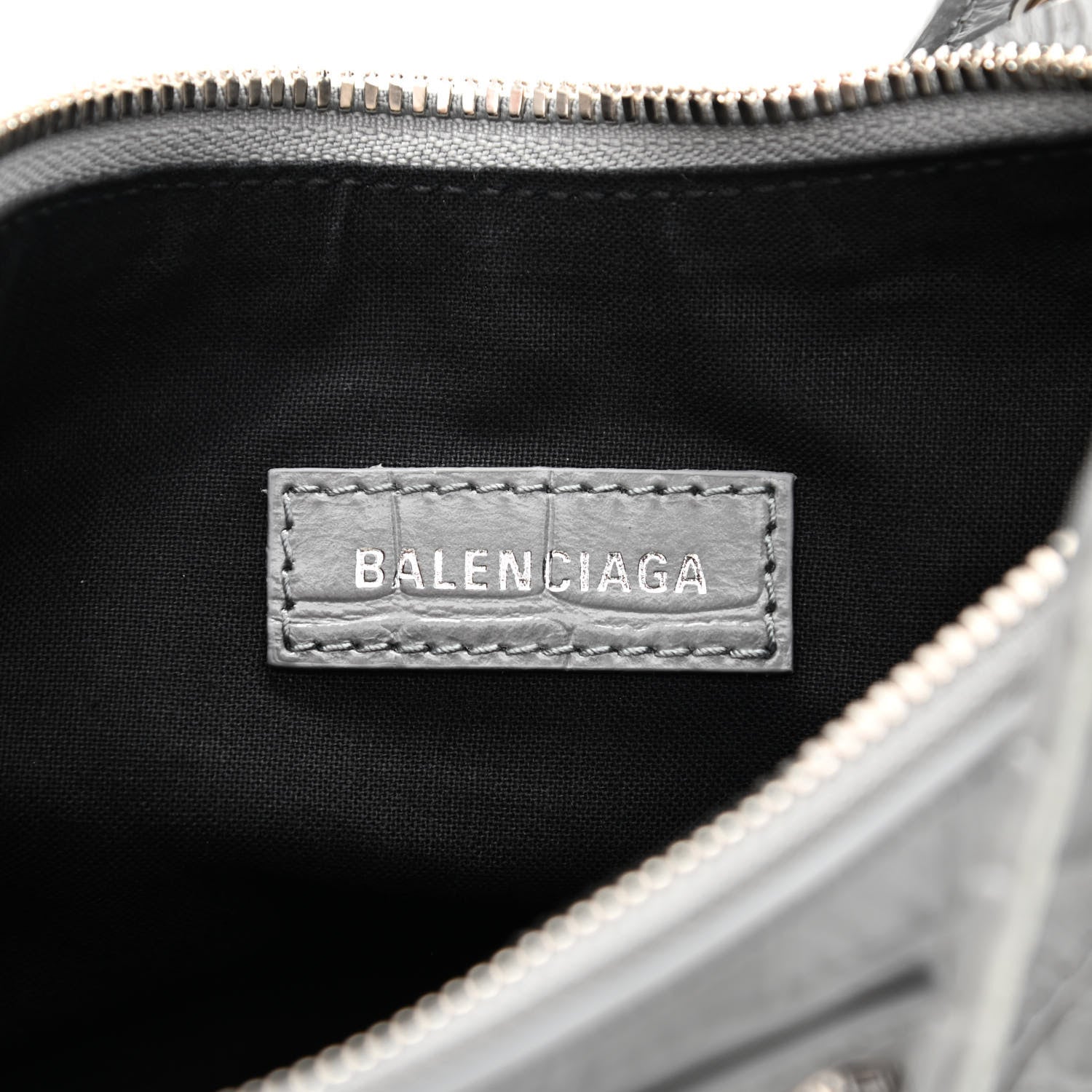 Balenciaga Extra Supple Calfskin Crocodile Embossed Le Cagole Shoulder Bag XS Balenciaga Grey 8 of 13