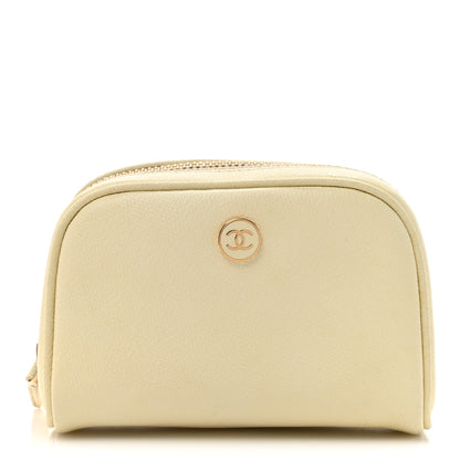 Chanel Grained Calfskin CC Button Small Pouch Cosmetic Case Yellow 1 of 9