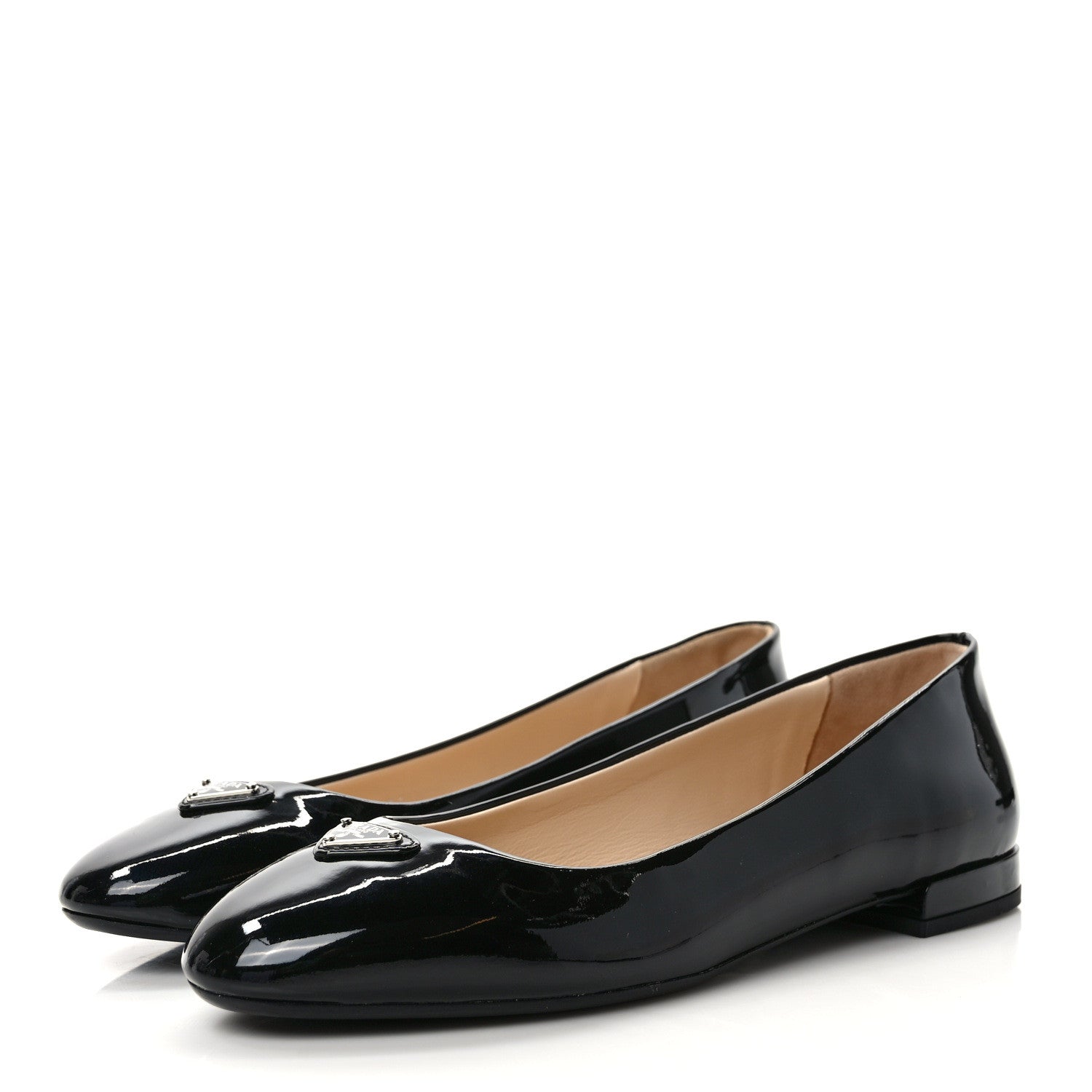 Prada Patent Triangle Ballerina Flats 39.5 Black 37 Black 4 of 9