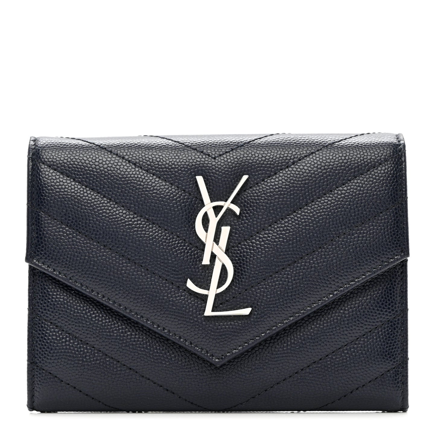Grain De Poudre Matelasse Chevron Small Monogram Passport Case Deep Marine