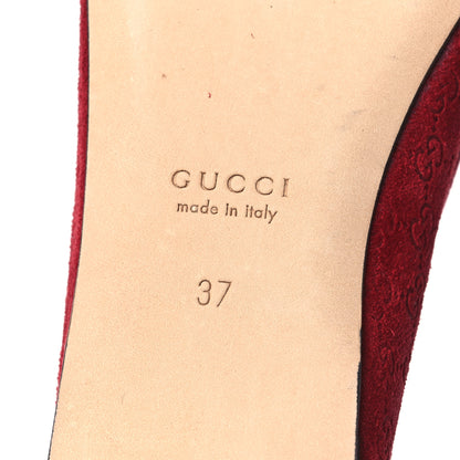 Gucci Suede Micro GG Horsebit Womens Kensington Moccasin Loafers 37  Rosso Ancora 8 of 11