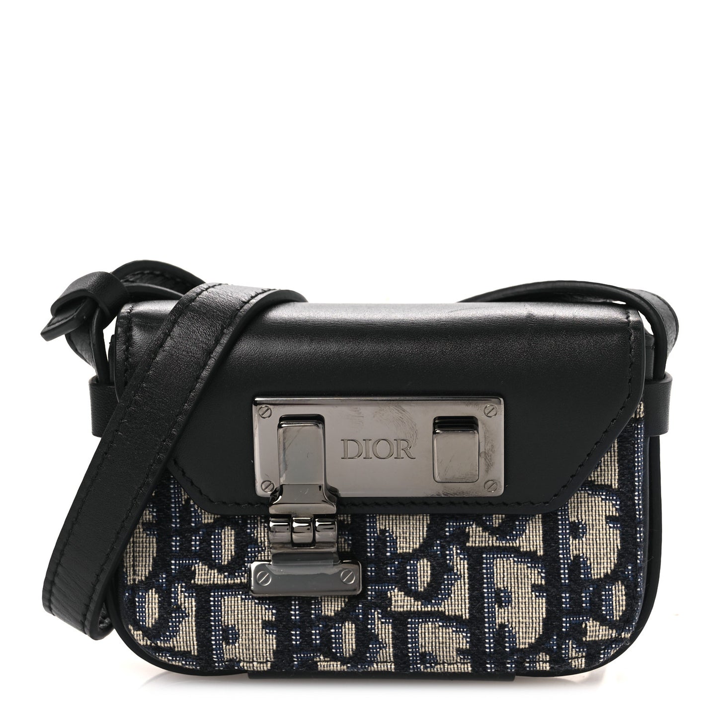 Oblique Smooth Calfskin Nano Pouch Beige Black