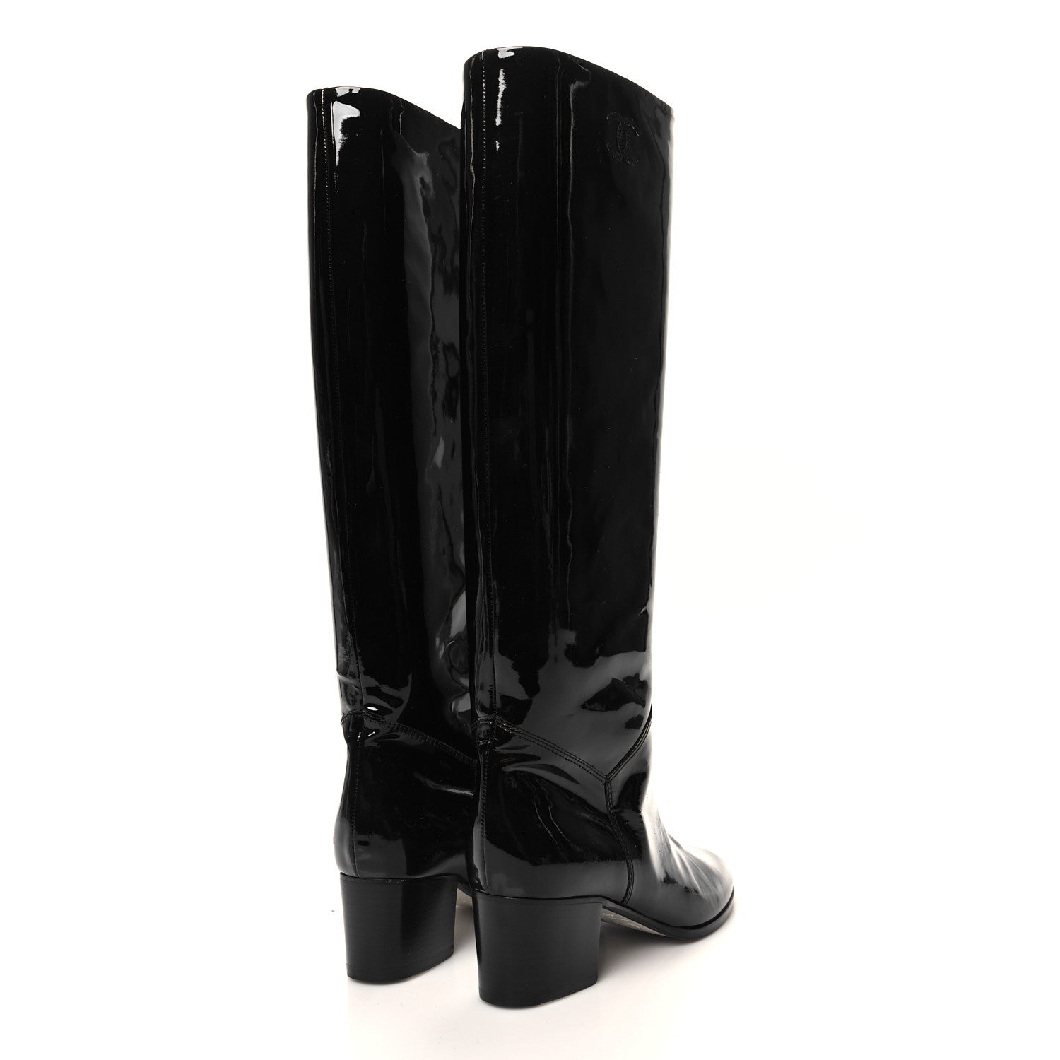 Chanel Patent Calfskin CC Knee High Boots 36.5 Black 4 of 8
