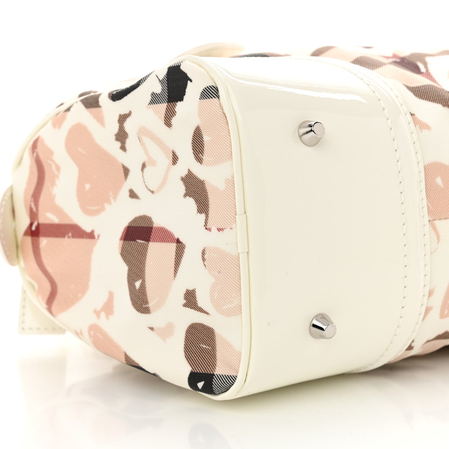 Patent Nova Check Heart Small Chester Bowling Bag White