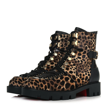 Christian Louboutin Pony Hair Calfskin Macademia Biker Boots 40 Black 3 of 7