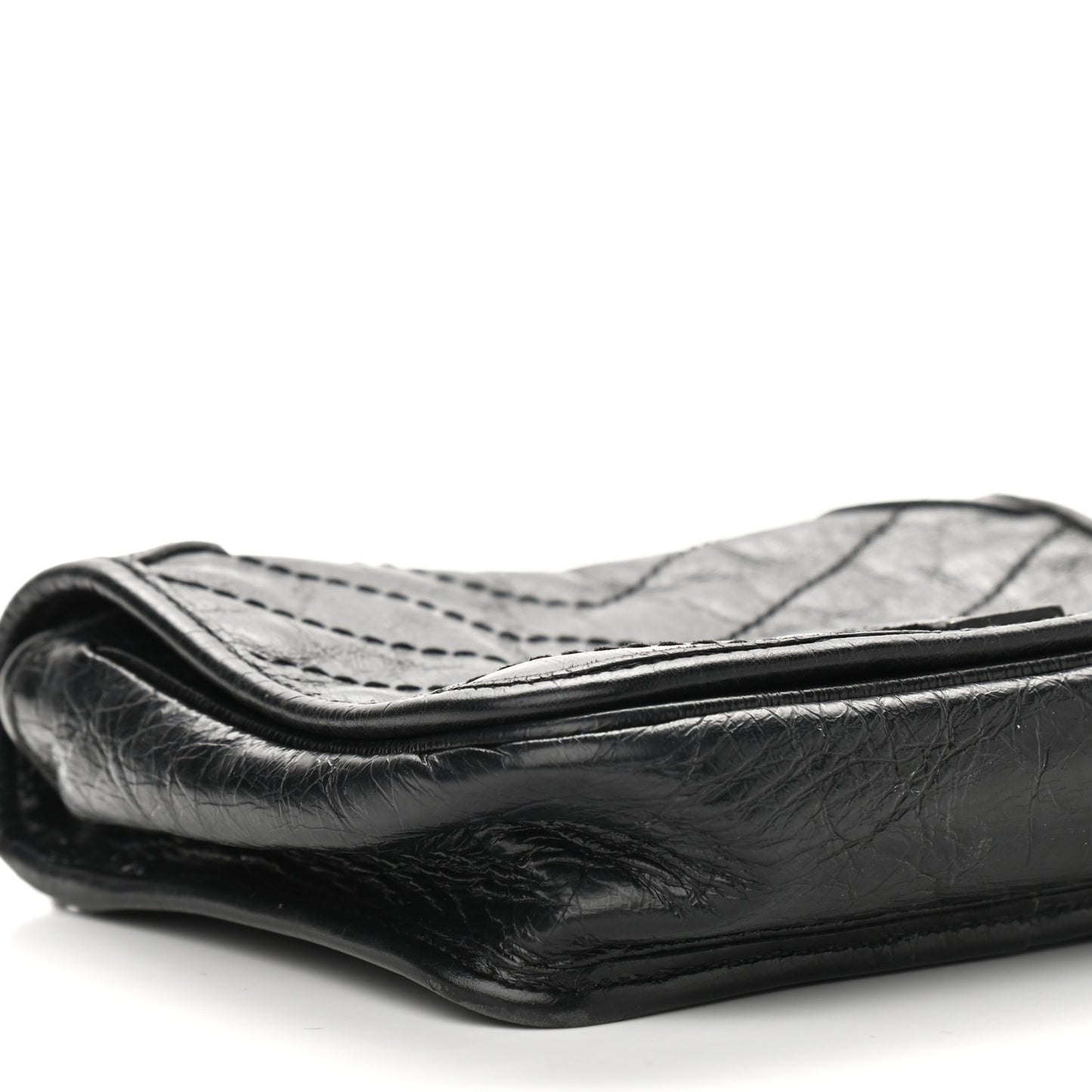Crinkled Calfskin Matelasse Monogram Niki Chain Wallet Black