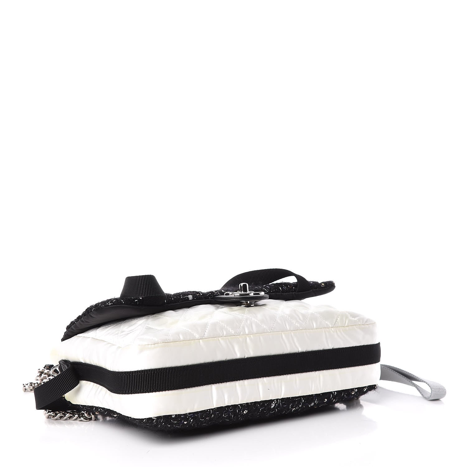 Chanel Tweed Nylon Quilted Astronaut Essentials Flap Black White 4 of 20