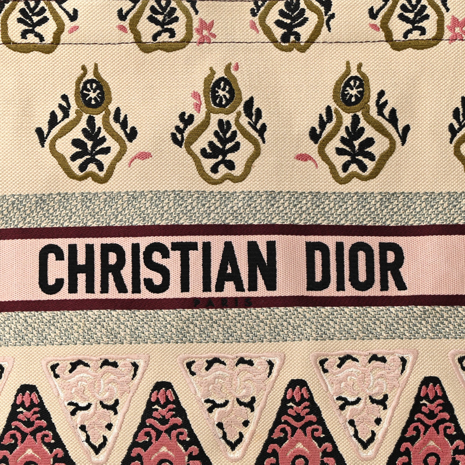 Christian Dior Canvas Embroidered Geometric Book Tote Multicolor 8 of 13