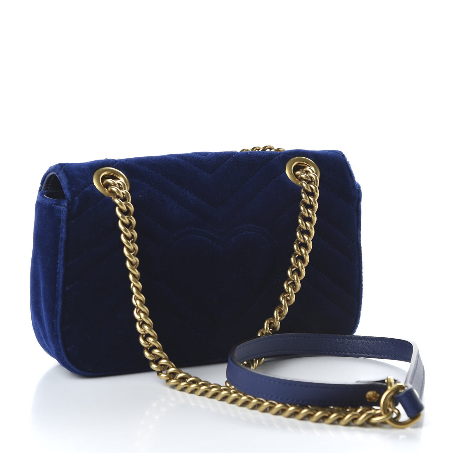 Velvet Matelasse Mini GG Marmont Shoulder Bag Cobalt Blue