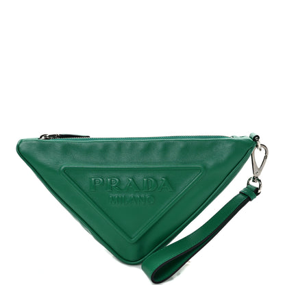 Prada Grace Lux Triangle Logo Embossed Triangle Wristlet Pouch Mango 1 of 9