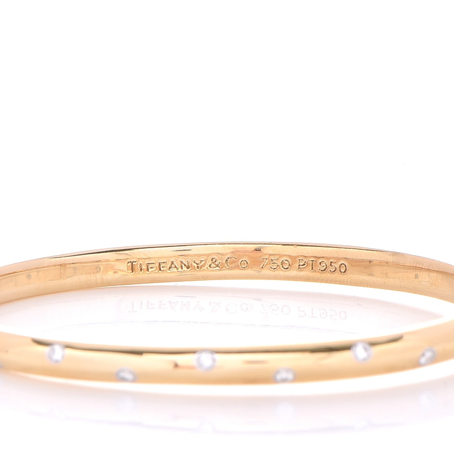 Tiffany 18K Yellow Gold Platinum Diamond 4.5mm Etoile Bangle Bracelet 4 of 7