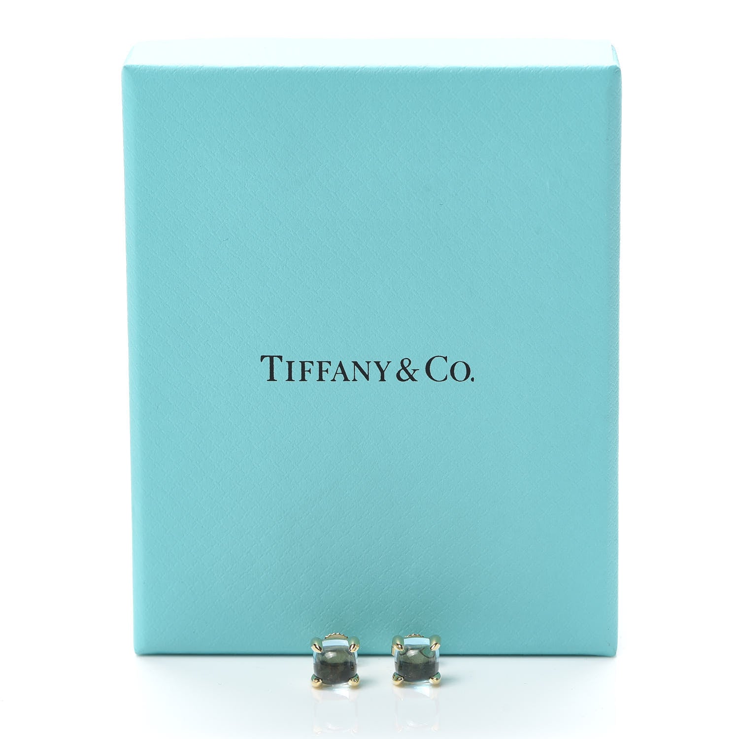 Tiffany 18K Yellow Gold Blue Topaz Paloma Picasso Sugar Stacks Earrings 6 of 6