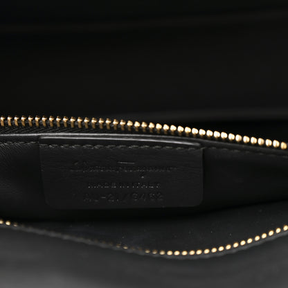 Salvatore Ferragamo Pebble Calfskin Ginny Vara Bow Shoulder Bag Black 7 of 10