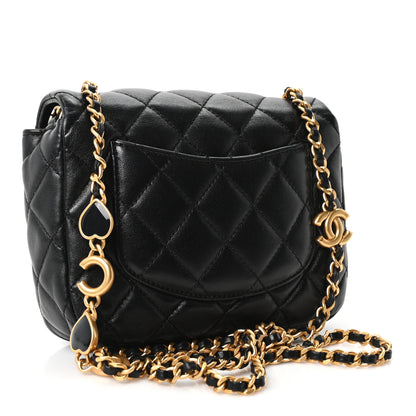 Chanel Lambskin Enamel Quilted Mini Coco Hearts Square Flap Black 3 of 11