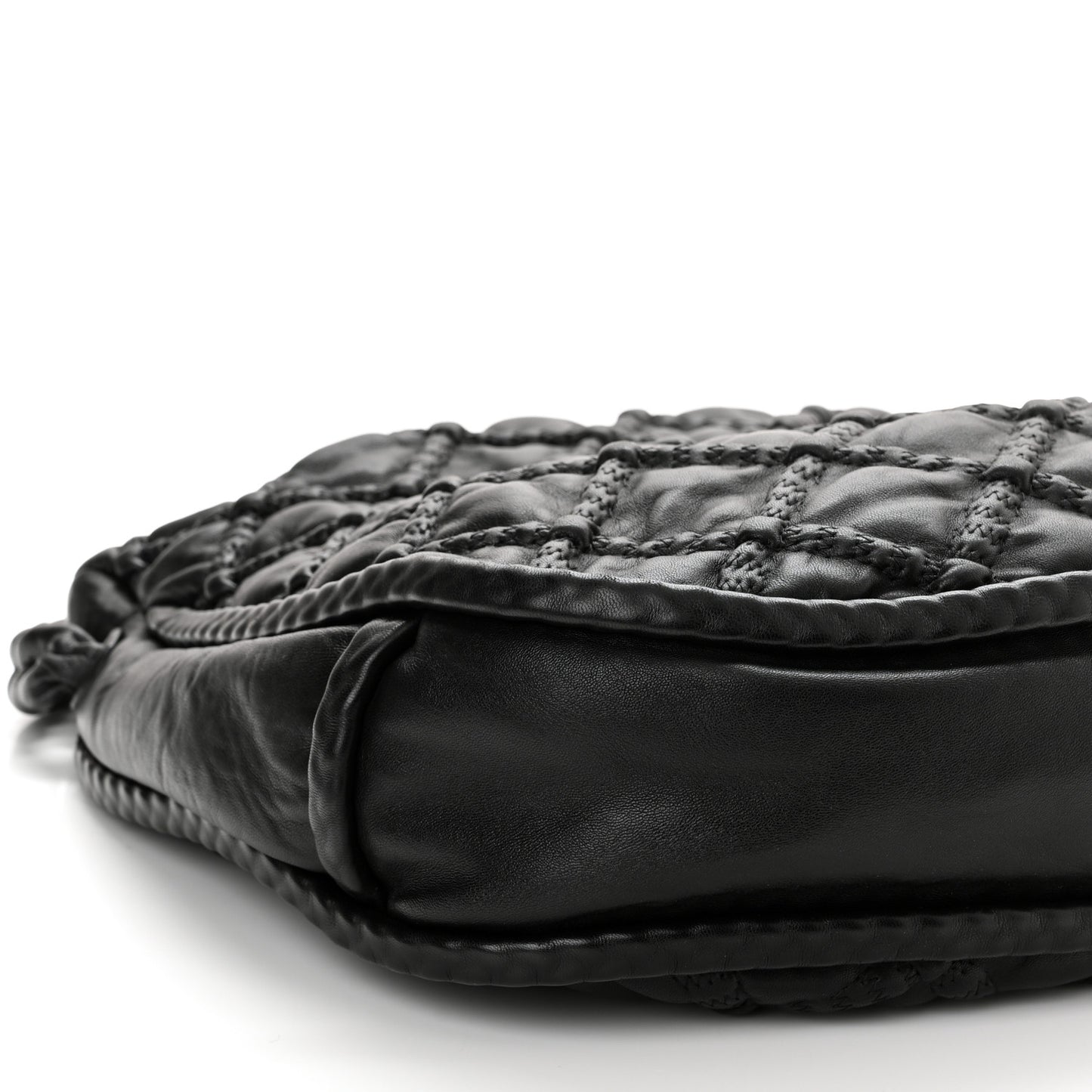 Quilted Lambskin Hidden Chain Hobo Black
