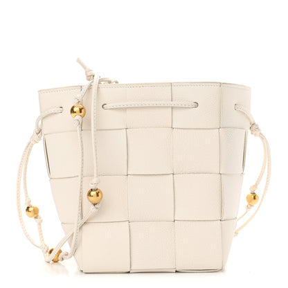 Bottega Veneta Lambskin Maxi Intrecciato Small Cassette Crossbody Bucket Bag White 1 of 9