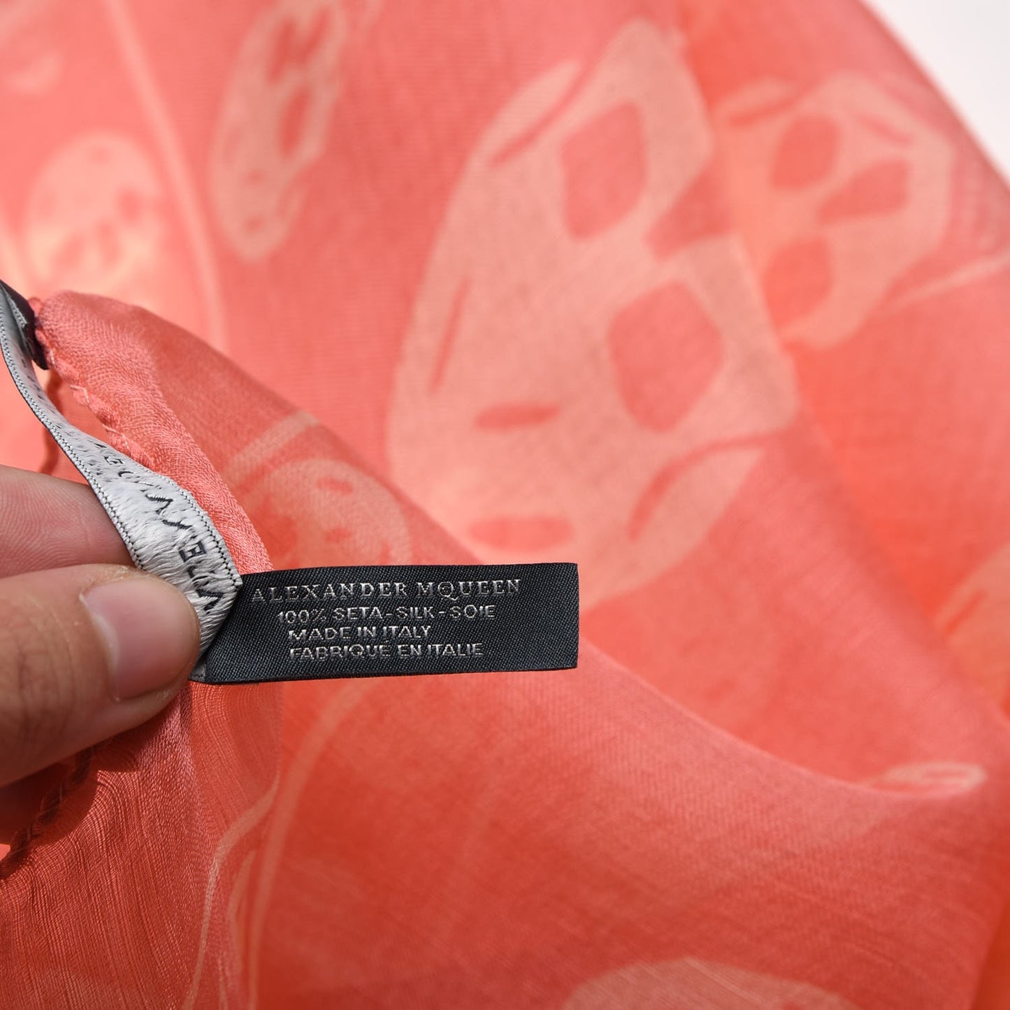 Silk Chiffon Skull Scarf Pink