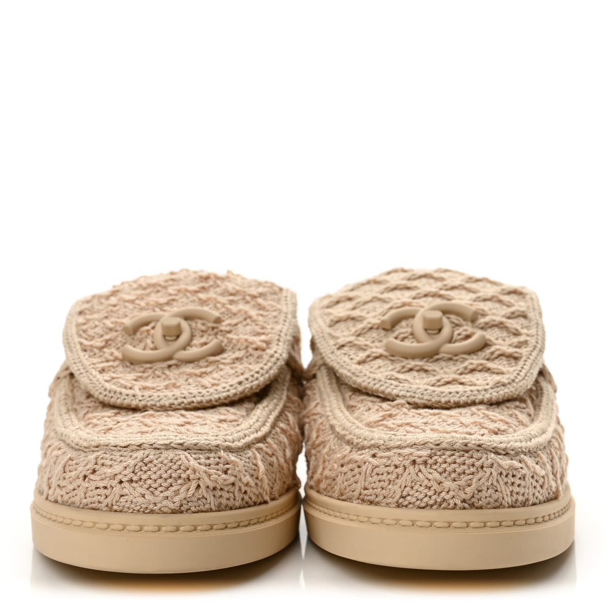 Lambskin Quilted CC Turnlock Mules 39 Light Beige