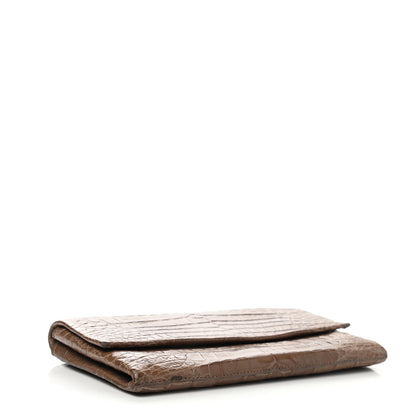 Nancy Gonzalez Crocodile Flap Clutch Wallet Taupe 4 of 9