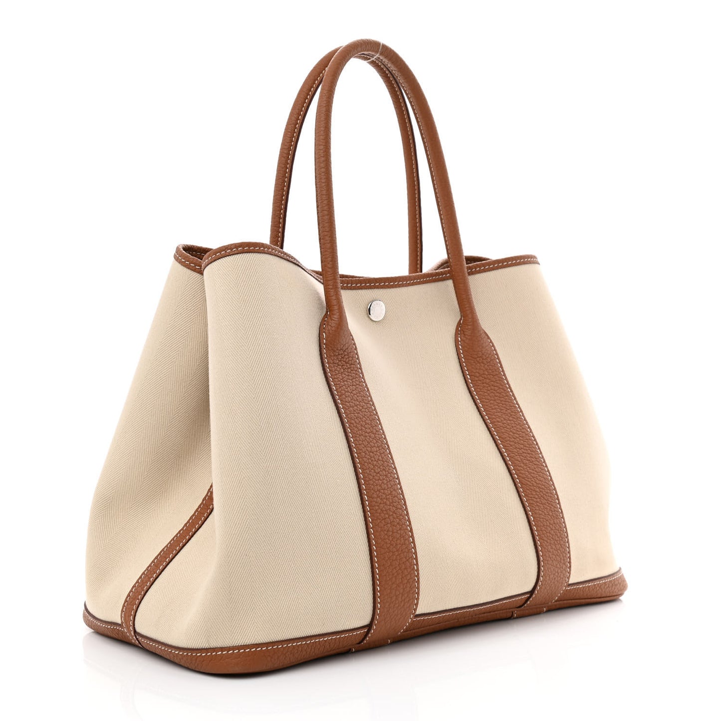 Grand Chevron Weave Negonda Garden Party 36 MM Tote Craie Gold