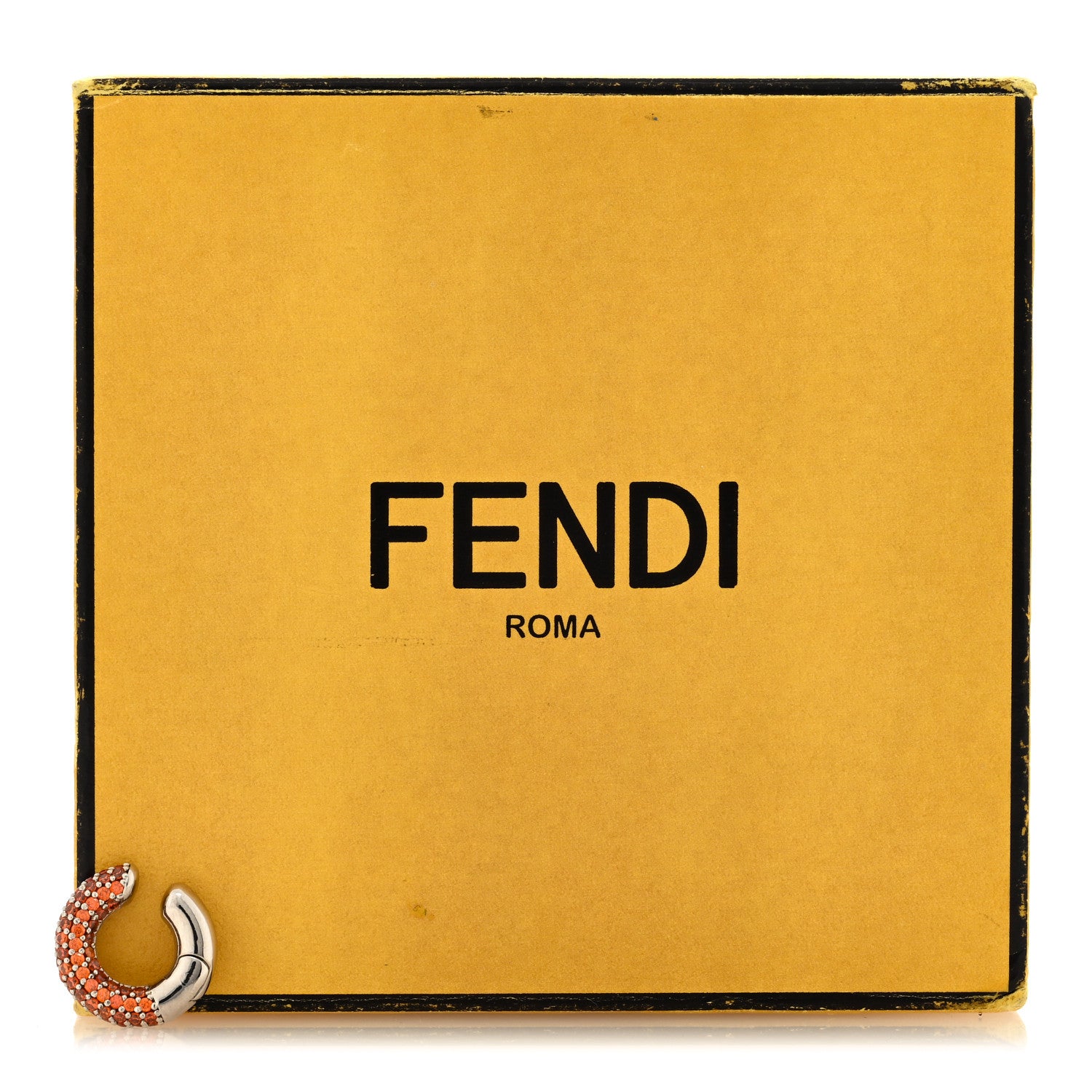 Fendi Metal Crystal Ear Cuff Orange Silver 4 of 4
