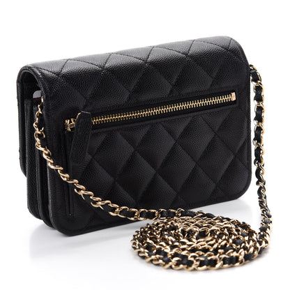 Chanel Caviar Quilted Mini Wallet On Chain WOC Black 3 of 11
