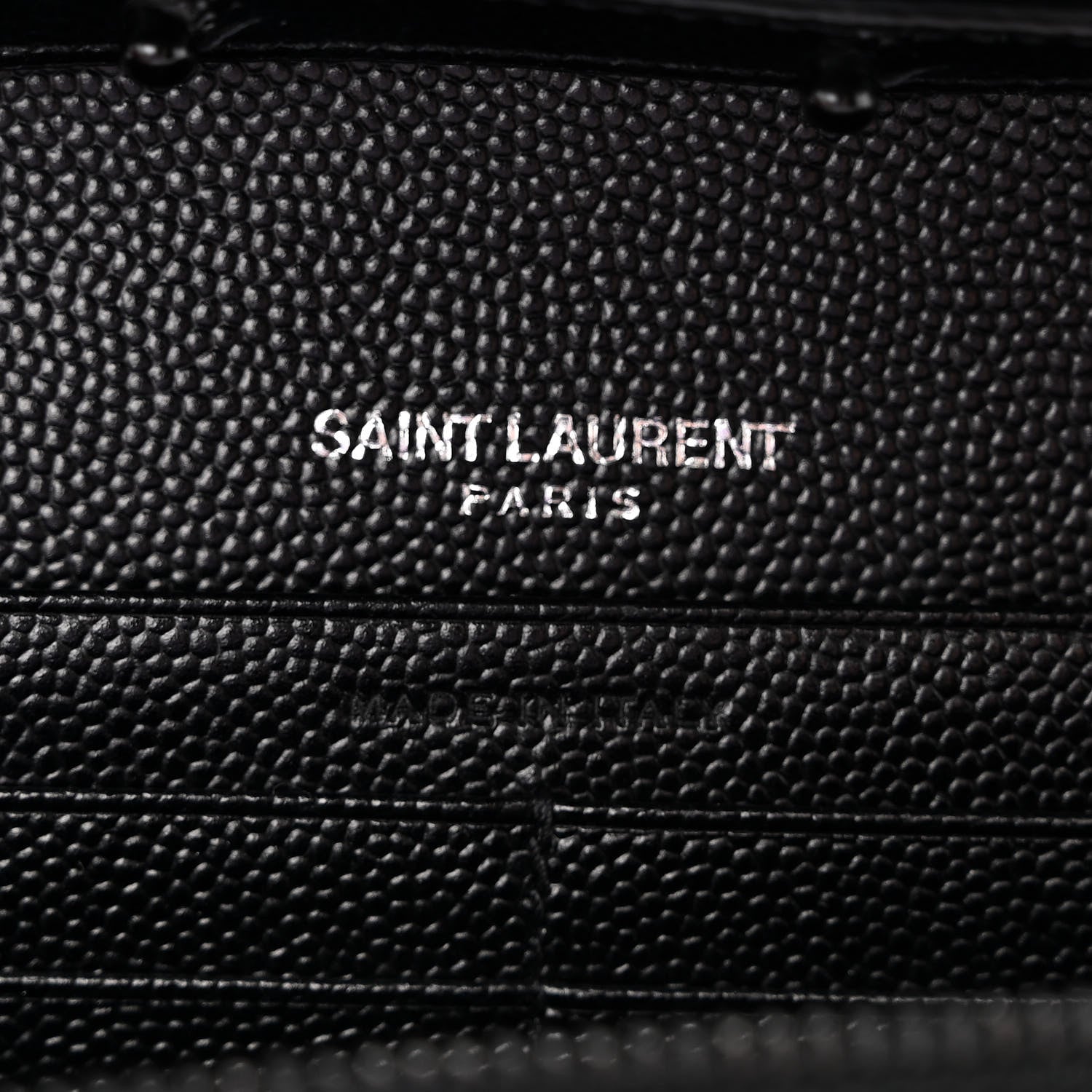 Saint Laurent Grain De Poudre Matelasse Chevron Monogram Monochrome Chain Wallet Black 6 of 11