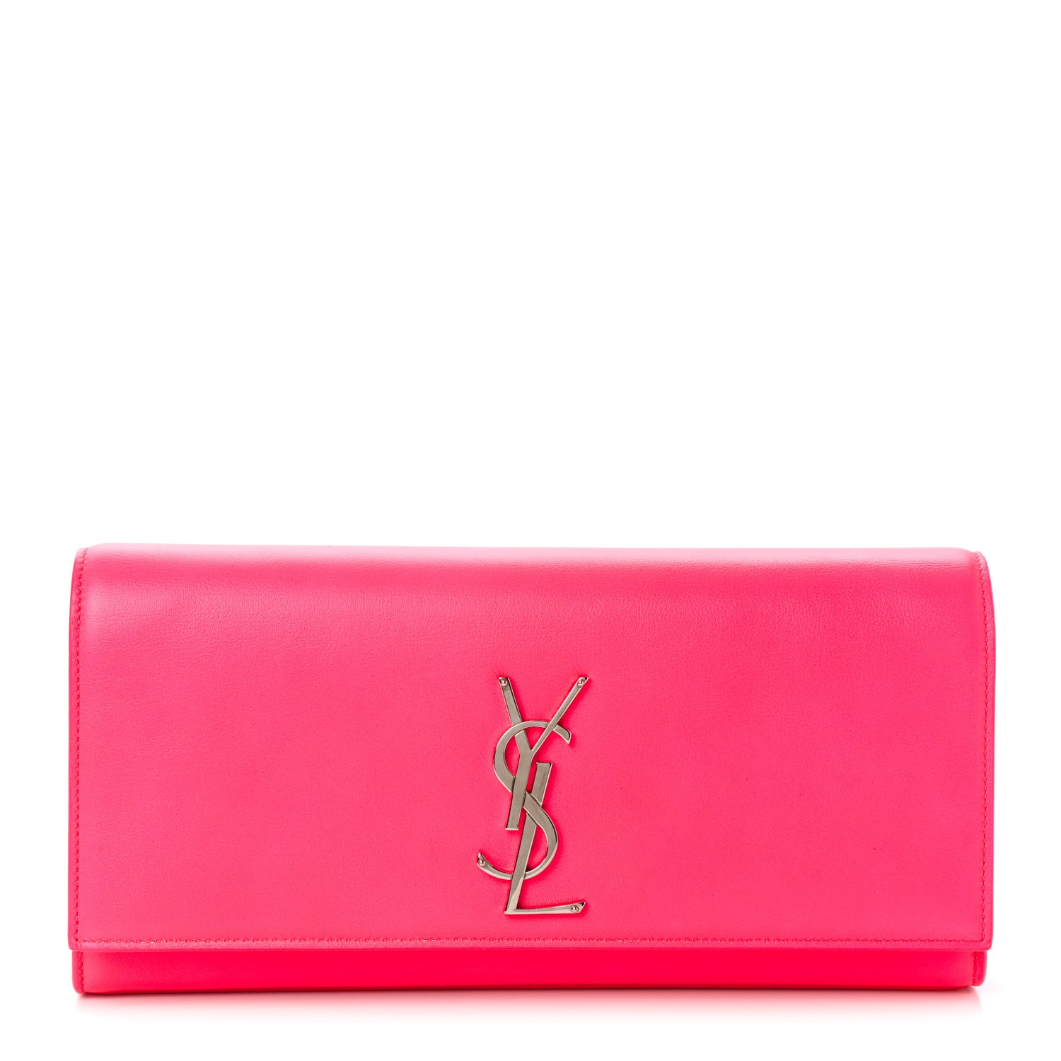 Saint Laurent Calfskin Classic Monogram Cassandre Clutch Lipstick Fuchsia 1 of 11