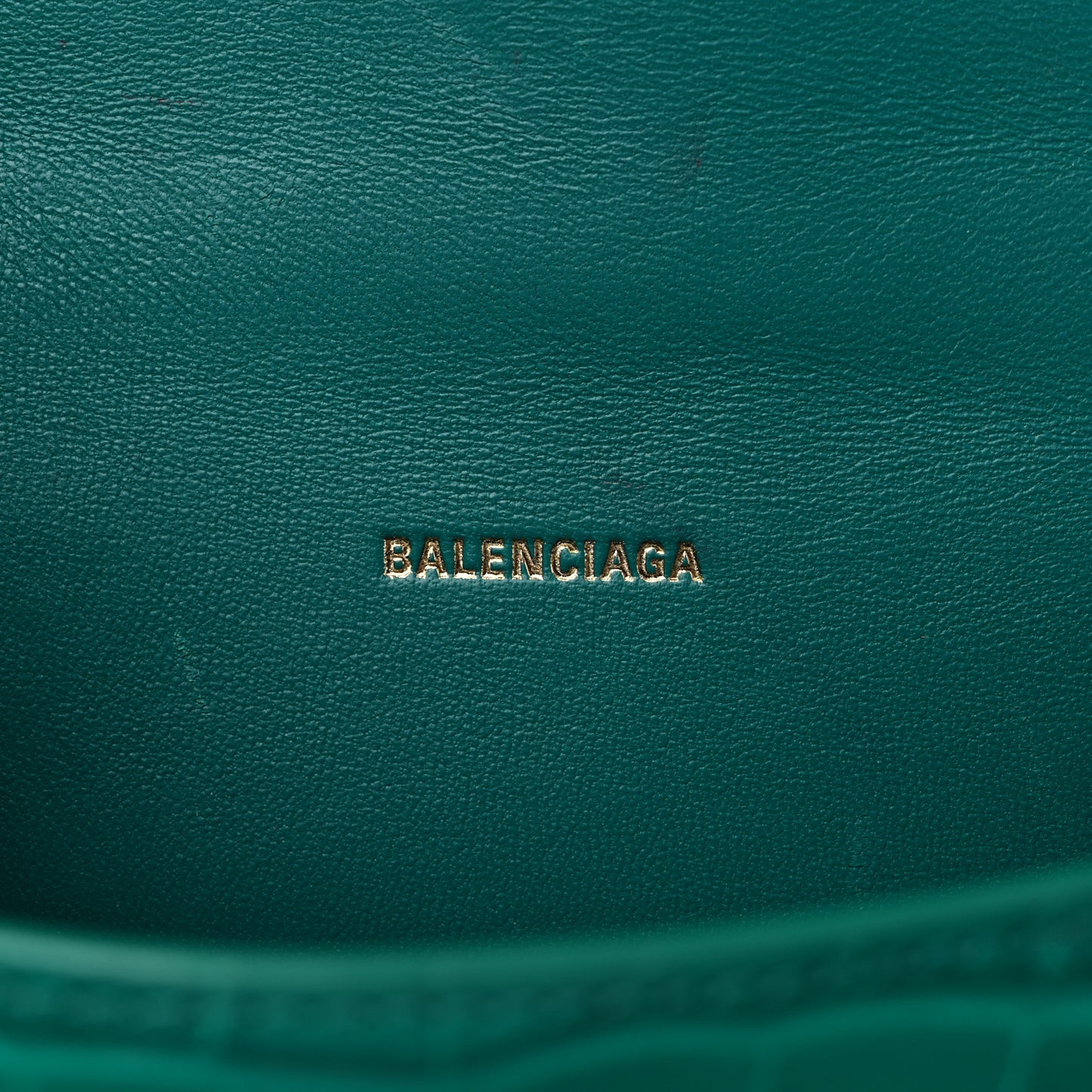 Shiny Calfskin Crocodile Embossed Hourglass Top Handle Bag XS Jade