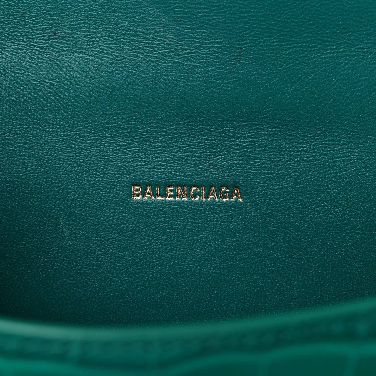 Balenciaga Shiny Calfskin Crocodile Embossed Hourglass Top Handle Bag XS Jade 6 of 13