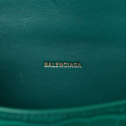 Balenciaga Shiny Calfskin Crocodile Embossed Hourglass Top Handle Bag XS Jade 6 of 13