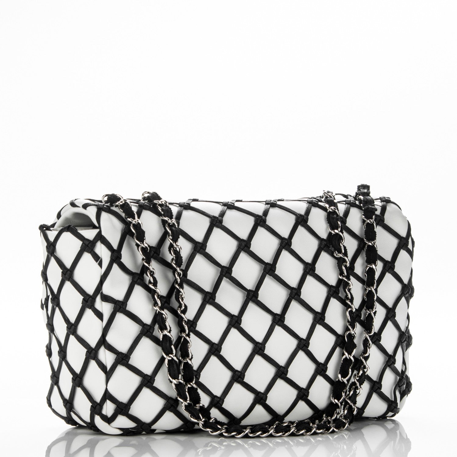 Chanel Lambskin Jumbo Canebiers Net Flap White 3 of 7