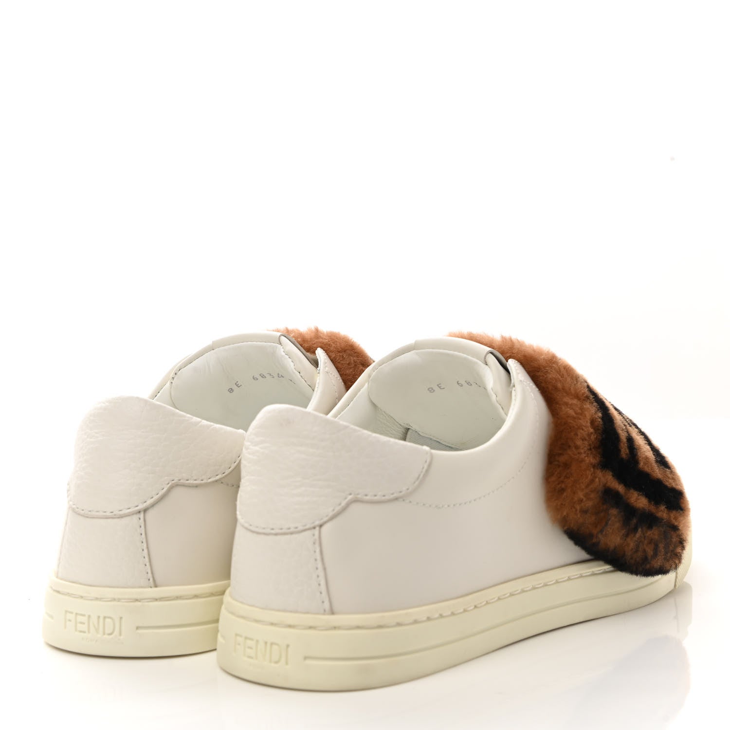 Fendi Vitello Shearling FF Velcro Slip On Sneakers 36 White 4 of 8