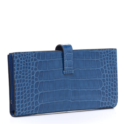 Hermes Shiny Alligator Bearn Wallet Mykonos 3 of 8