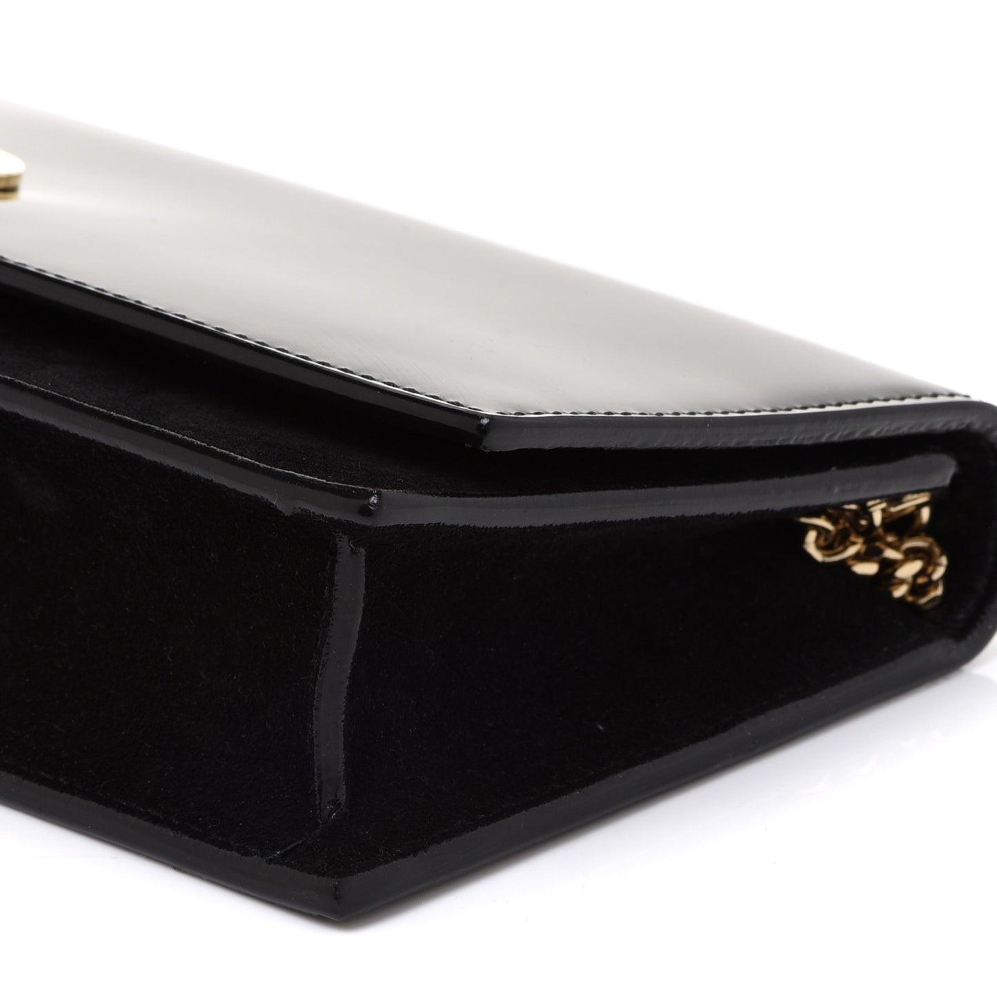 Patent Suede Fie Clutch Black