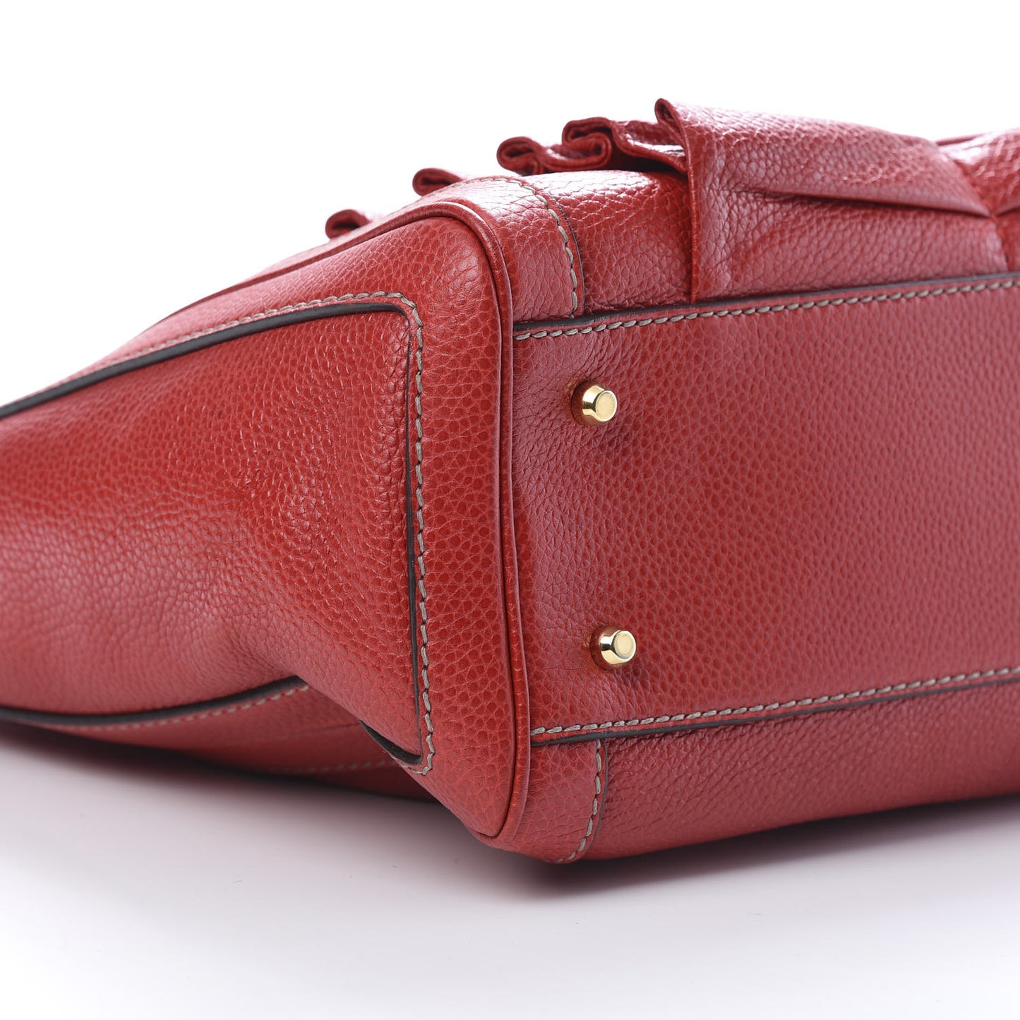 Grained Calfskin Tote Red