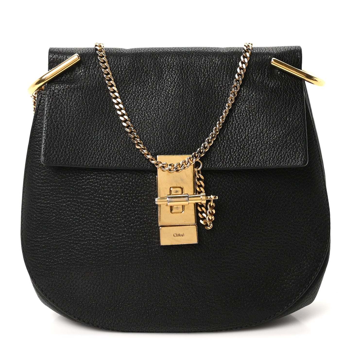Grained Lambskin Drew Shoulder Bag Black