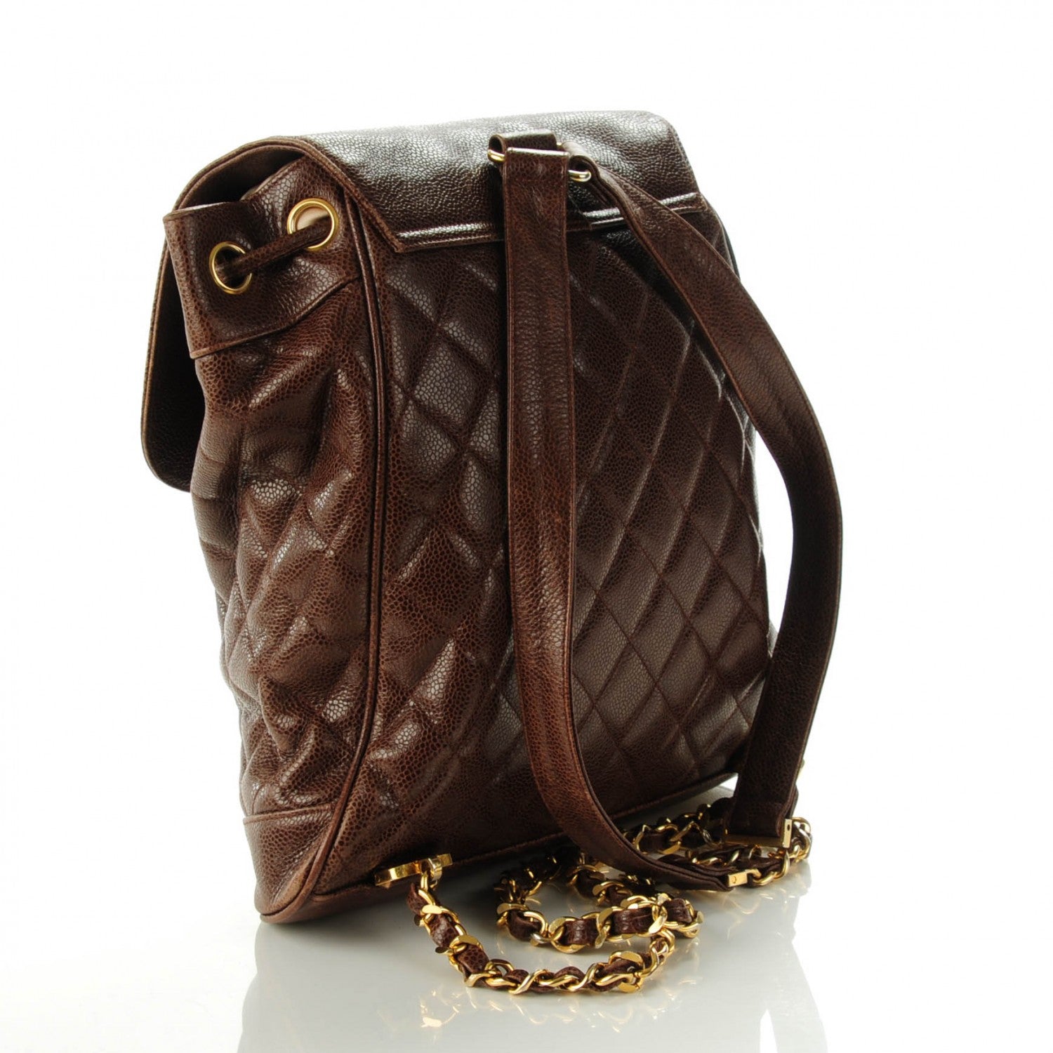 Chanel Caviar Quilted Drawstring Backpack Brown 3 of 10