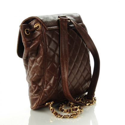 Chanel Caviar Quilted Drawstring Backpack Brown 3 of 10