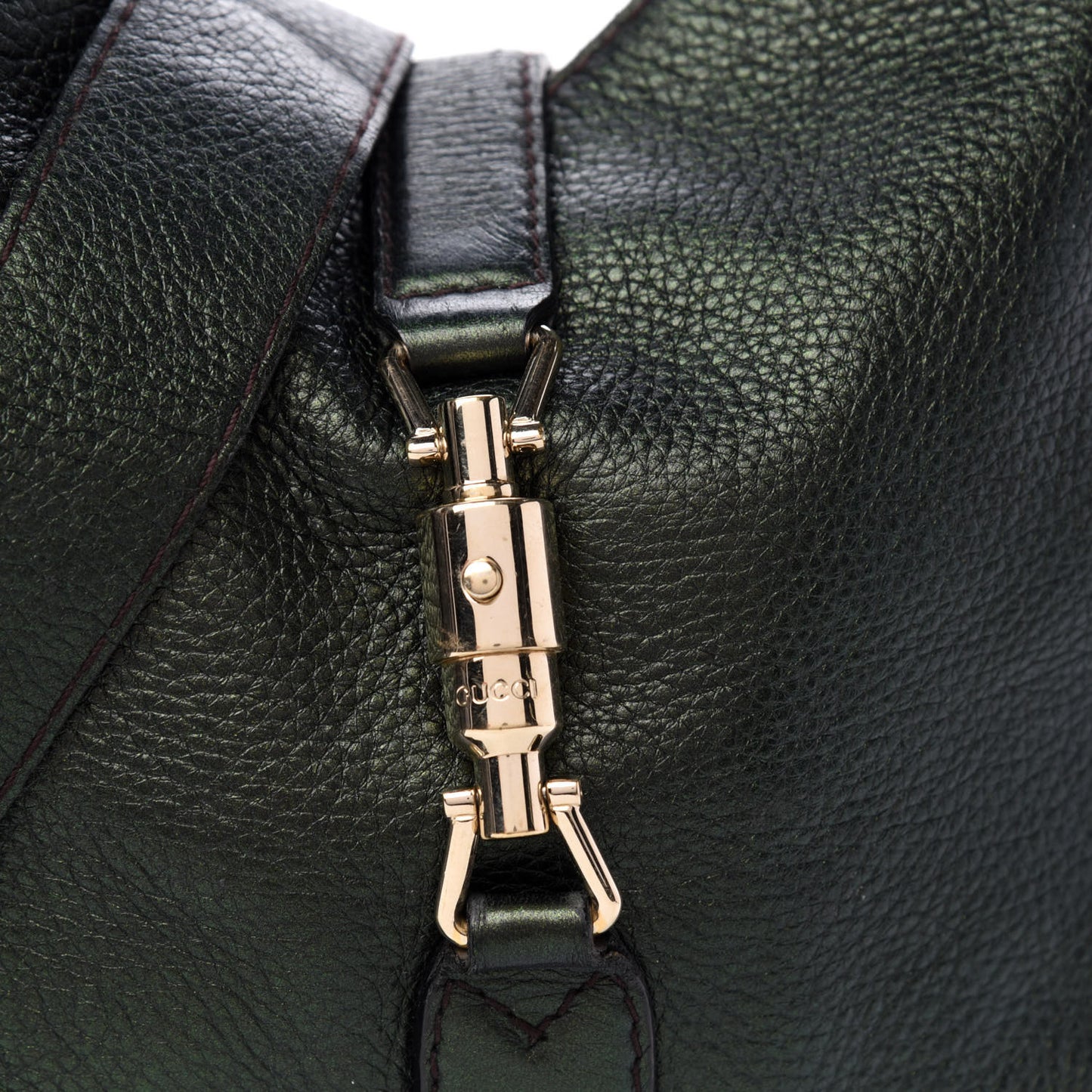 Metallic Pebbled Calfskin Large New Jackie Shoulder Bag Green