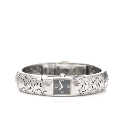 Christian Dior Stainless Steel 15mm Diorific Houndstooth Quartz Watch Black 2 of 4