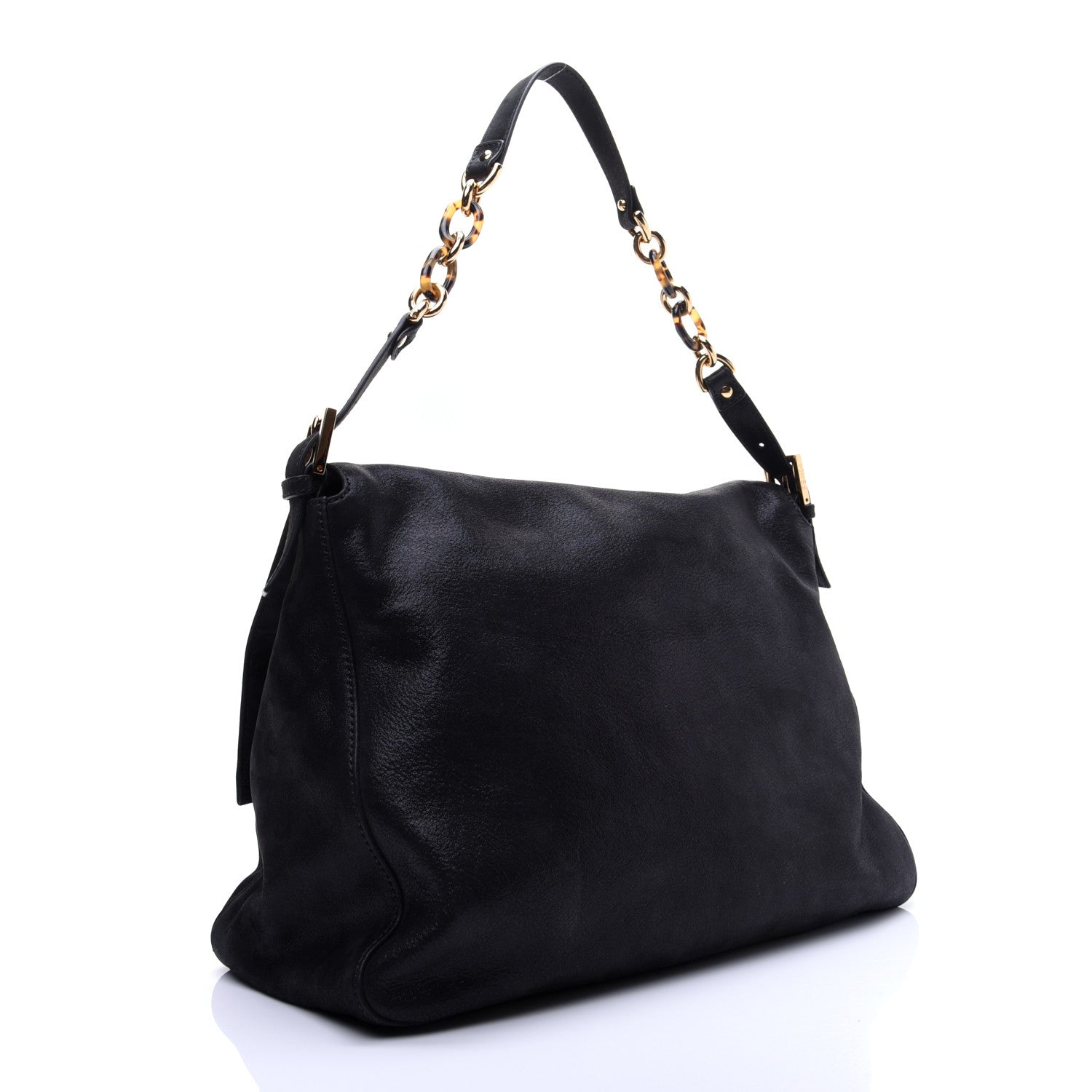 Fendi Vitello Savana Big Mama Baguette Black Tartaruga Natural 3 of 13