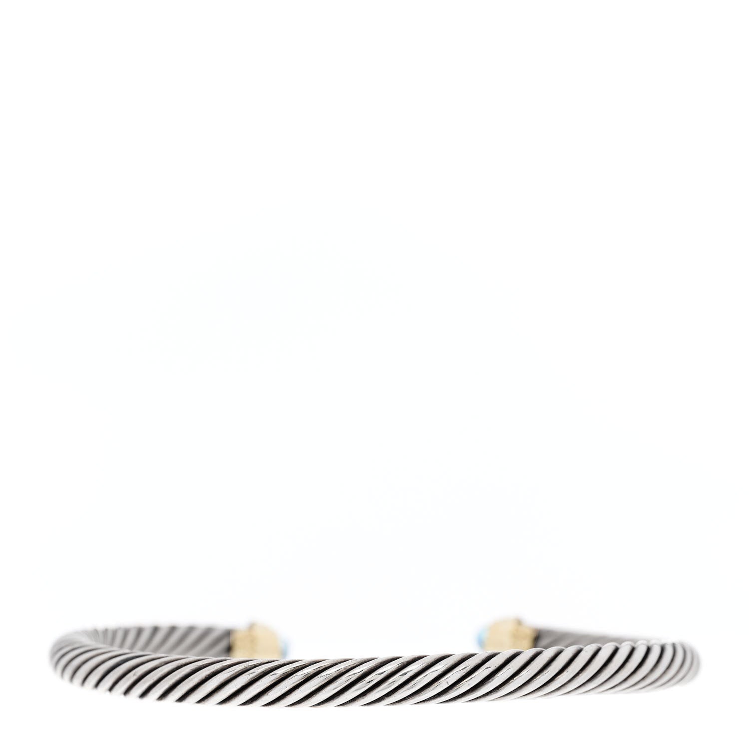 David Yurman Sterling Silver 14K Yellow Gold Blue Topaz 5mm Cable Classics Petite Color Bracelet 3 of 5