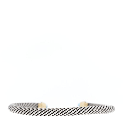 David Yurman Sterling Silver 14K Yellow Gold Blue Topaz 5mm Cable Classics Petite Color Bracelet 3 of 5