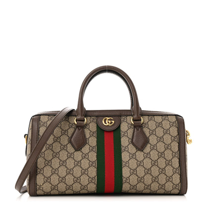 Gucci GG Supreme Monogram Web Medium Ophidia Boston  Beige Ebony New Acero 1 of 15