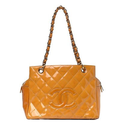 Chanel Patent Quilted Petit Timeless Shopping Tote PTT Yellow 1 of 19