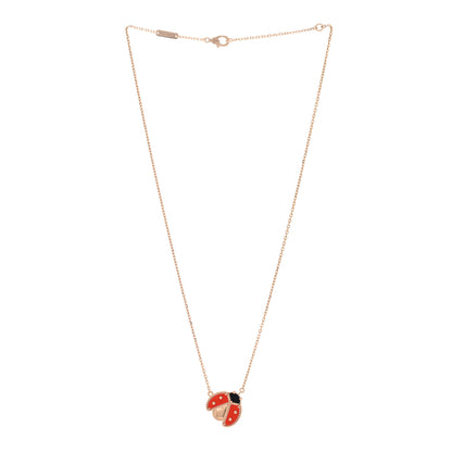 Van Cleef & Arpels 18K Rose Gold Carnelian Black Onyx Lucky Spring Open Wings Lady Bug Pendant Necklace 3 of 4