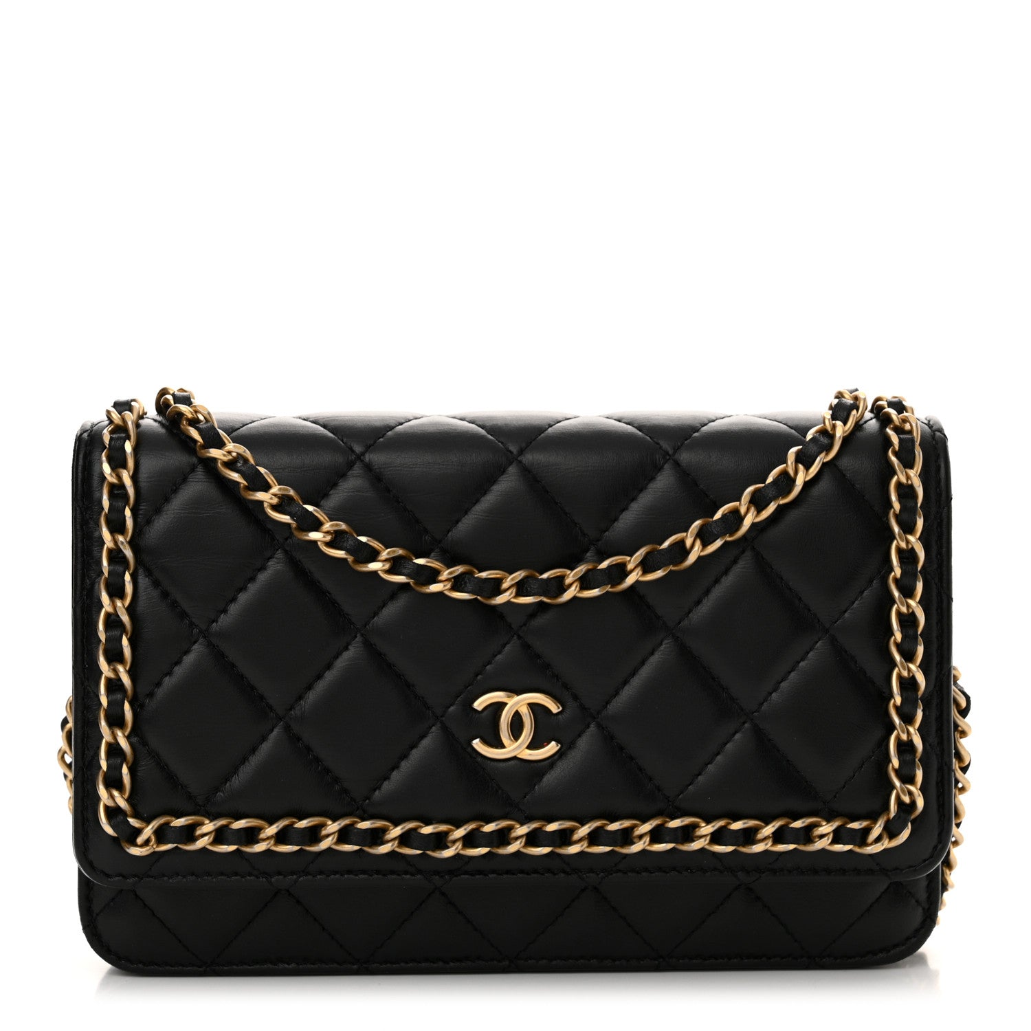 Chanel Lambskin Quilted Chain Around Wallet On Chain WOC Black 1 of 13