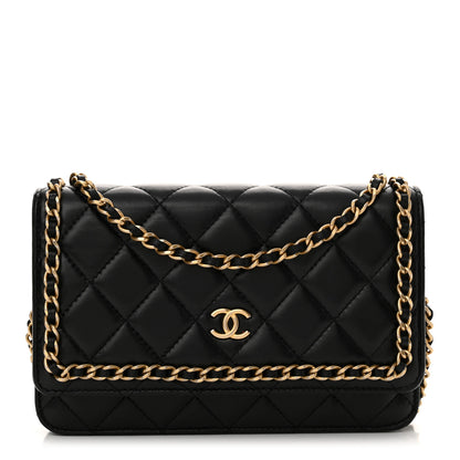 Chanel Lambskin Quilted Chain Around Wallet On Chain WOC Black 1 of 13